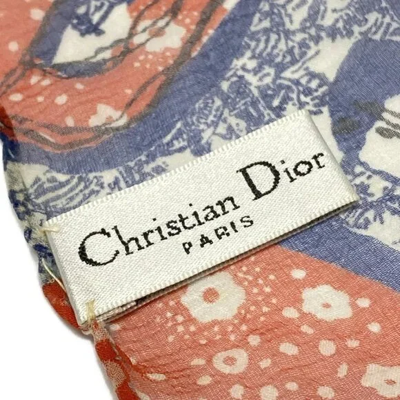 DIOR/ChristianDior - Red Navy White Scarf 133-051925 - Picture 2 of 3